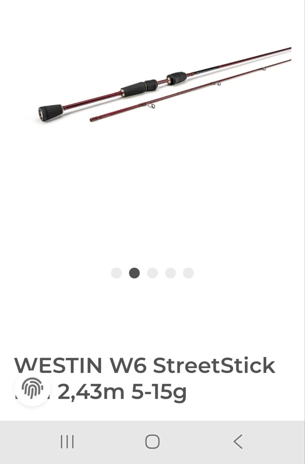 Westin W6 Streetstick 5-15 grm 2,45 m., Watersport en Boten, Ophalen, Zo goed als nieuw, Werphengel