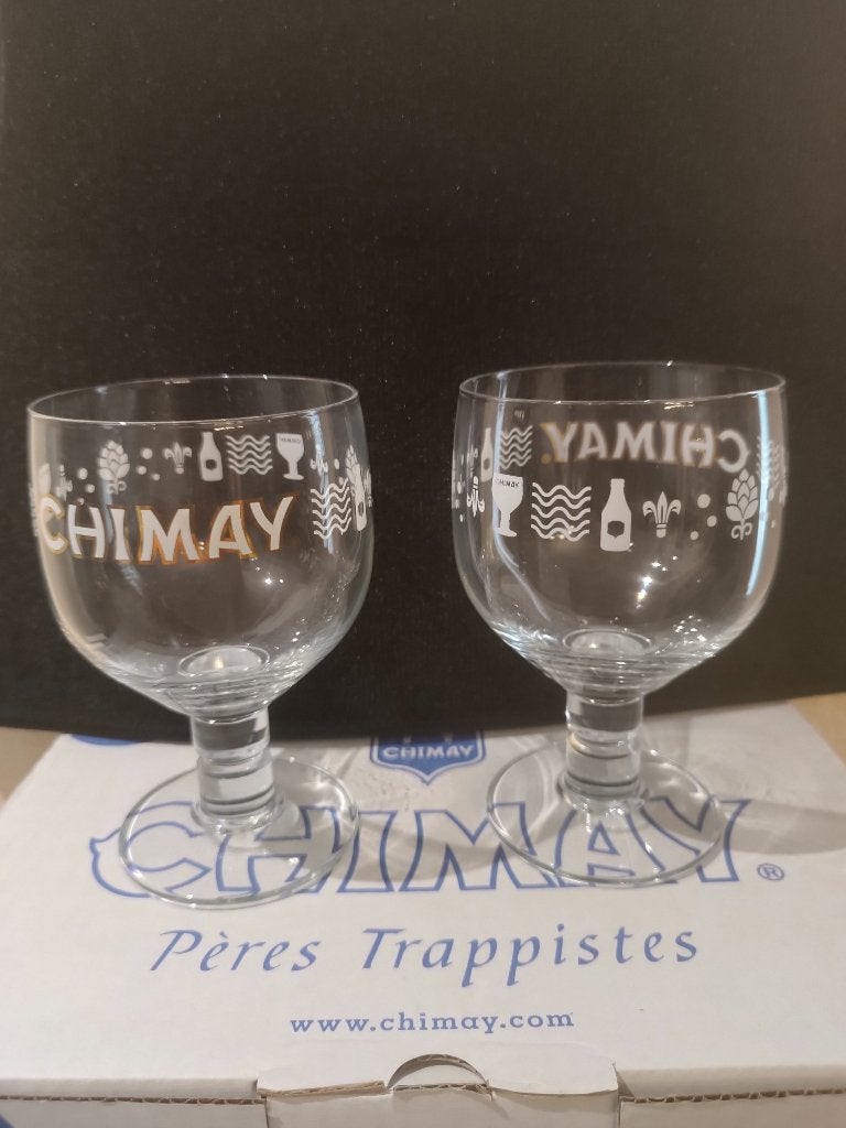 A vendre verre Chimay décor blanc, Collections, Verres & Petits Verres, Neuf, Verre à bière, Enlèvement