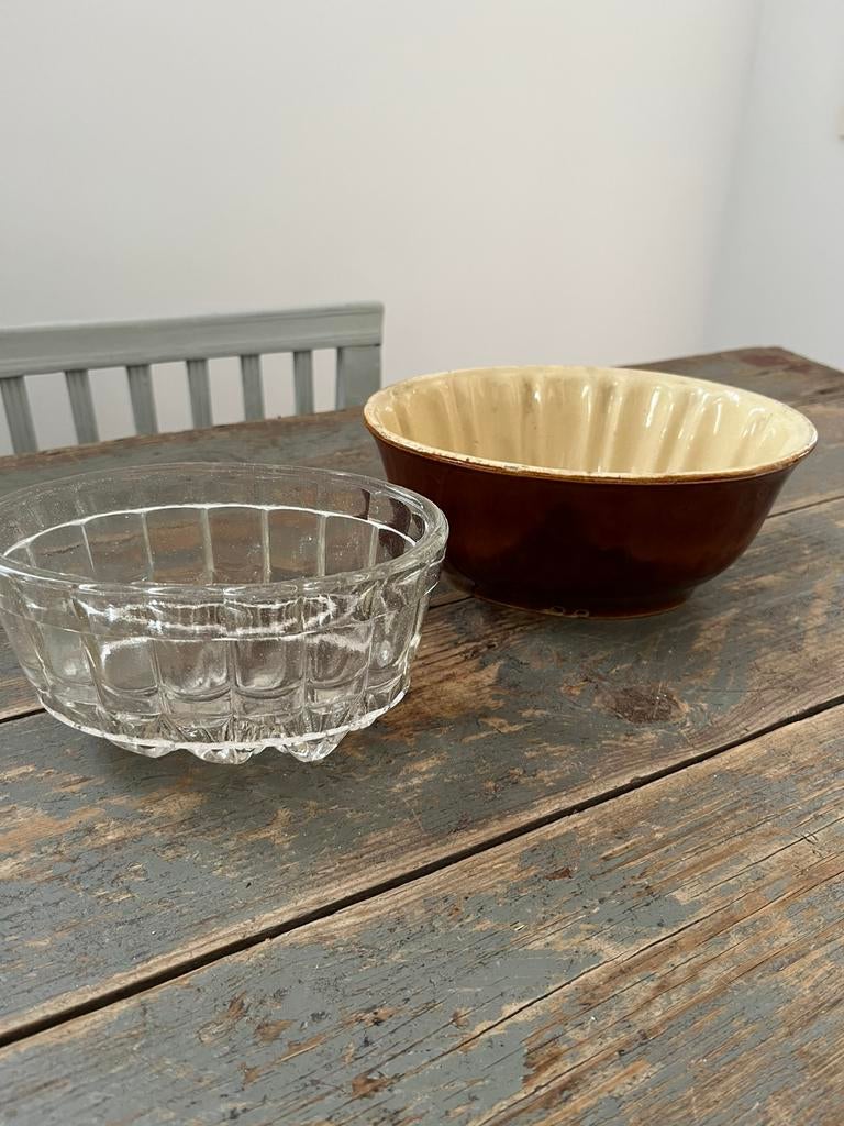 ANTIEKE VORMEN GLAS AARDEWERK DESSERT JELLY PATÉ, Ophalen of Verzenden