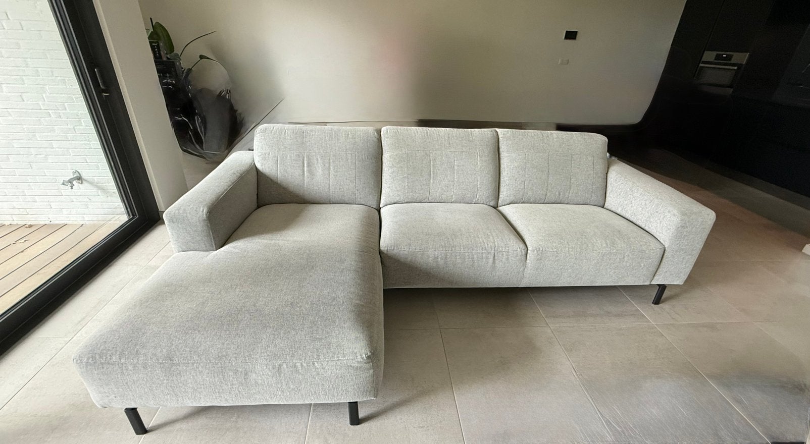 Chaise longue d'angle moderne gris clair — Bonellvering, Enlèvement, Utilisé, Tissus, Modern