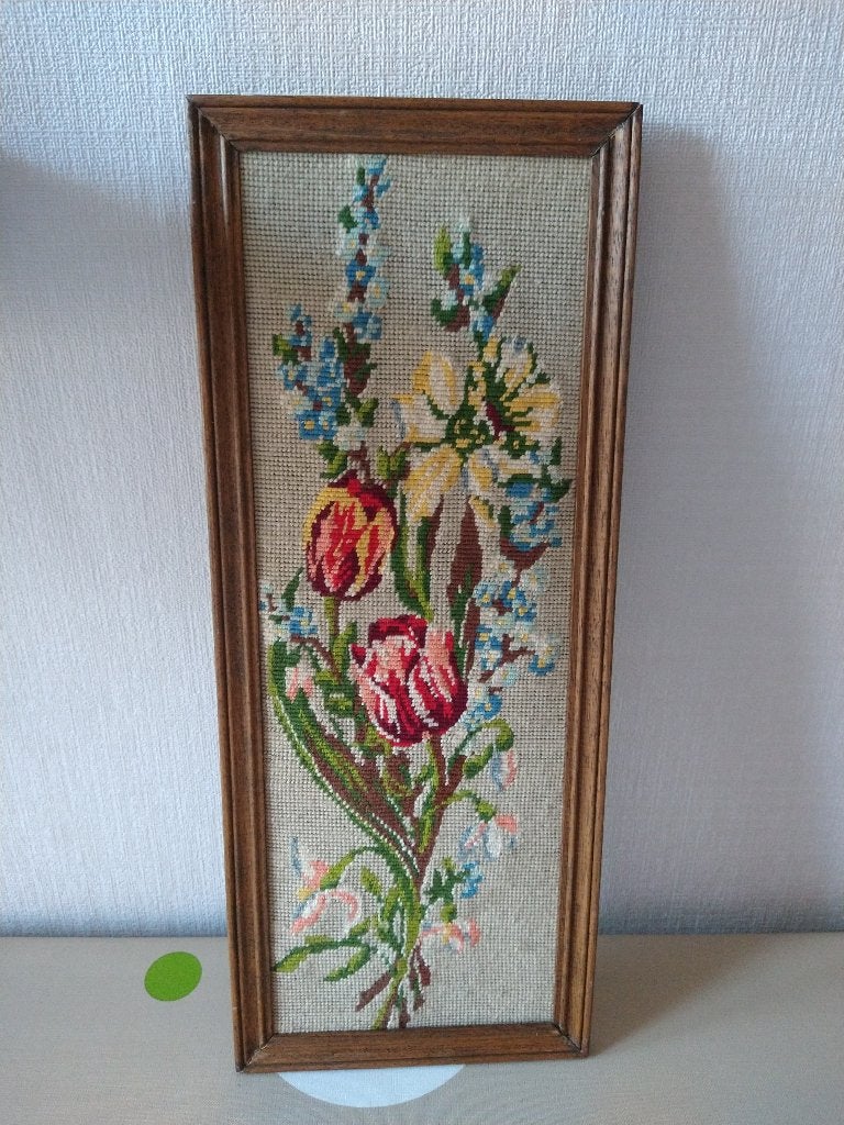 Kader met handwerk: prachtige bloemen, Ophalen
