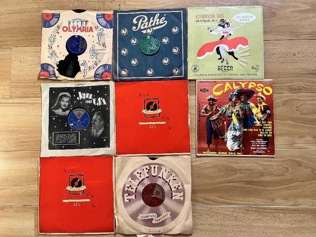 Lot van 8 oude platen: (Calypso, Decca, Polydor), Ophalen, Gebruikt, LP