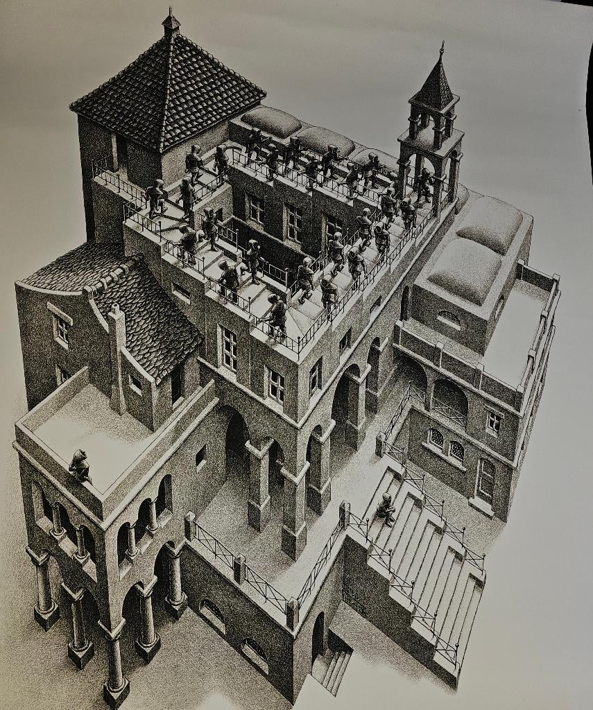 M.C. Escher  Ascending and Descending 1960 perfecte staat, Antiek en Kunst, Kunst | Schilderijen | Klassiek, Ophalen