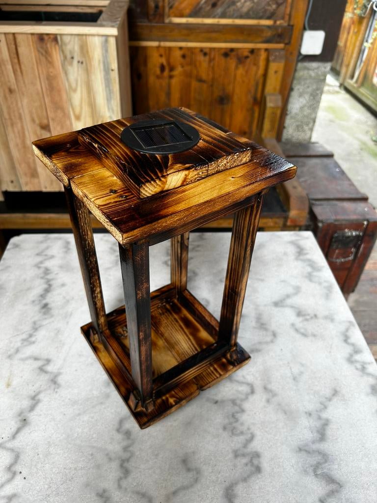 Lanterne solaire en bois, fabriquée à la main..., Jardin & Terrasse, Neuf, LED, Énergie solaire, Enlèvement
