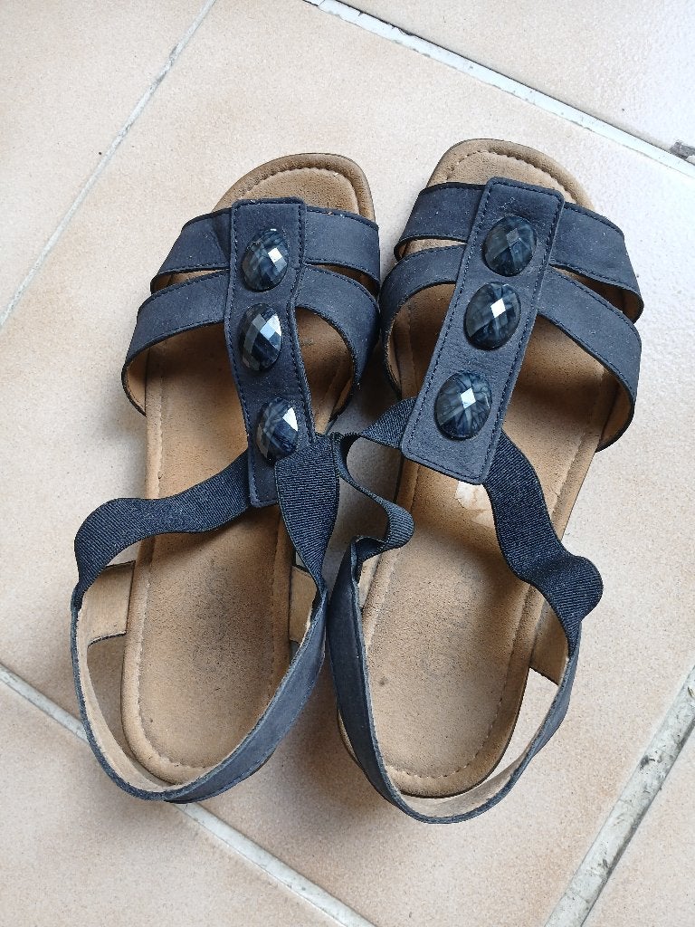 Gabor leren sandalen maat 38 donkerblauw castor, Blauw, Gabor, Gedragen, Sandalen of Muiltjes