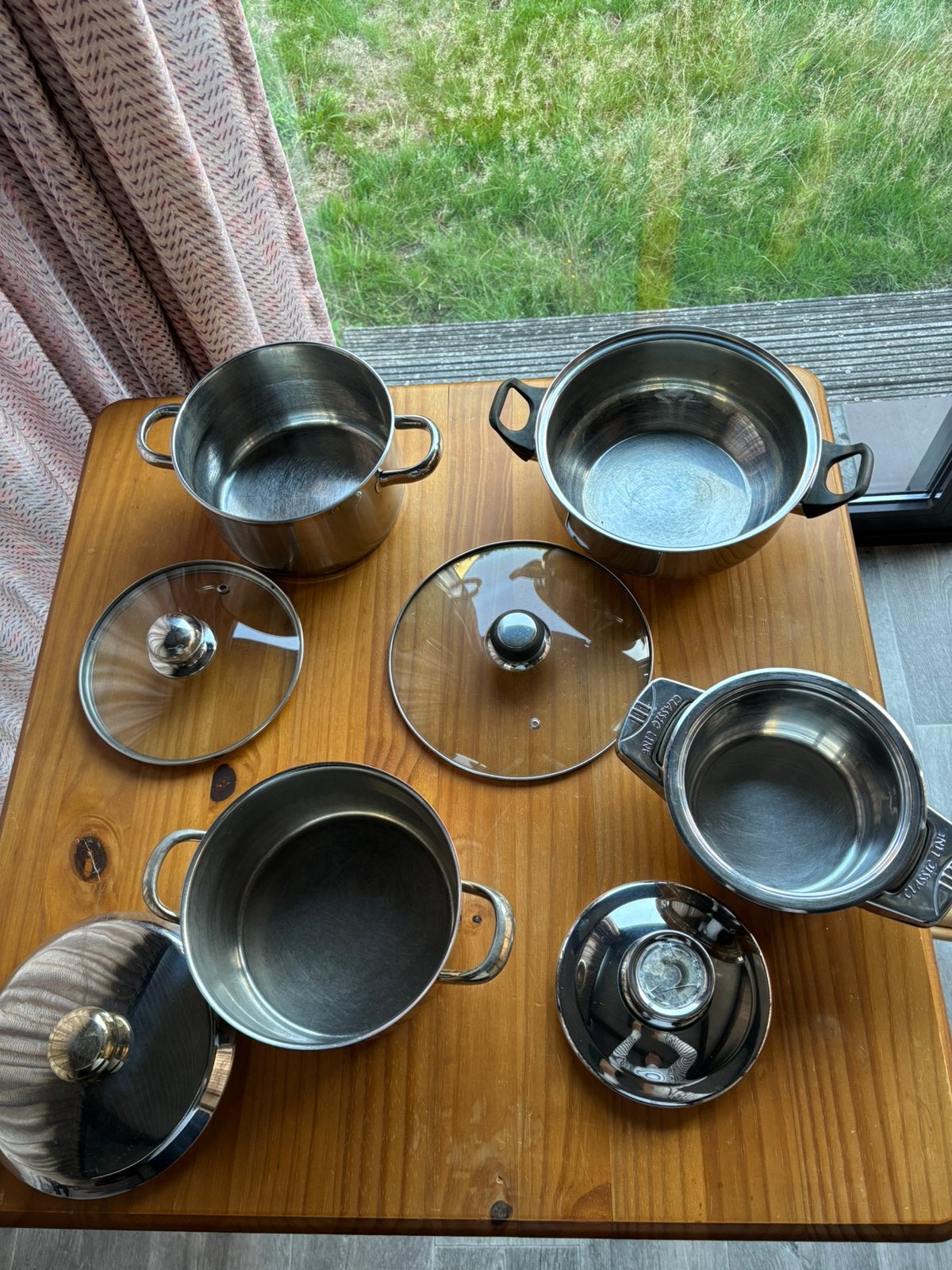 4 inox kookpotten met deksel, Met deksel, Ophalen, Zo goed als nieuw