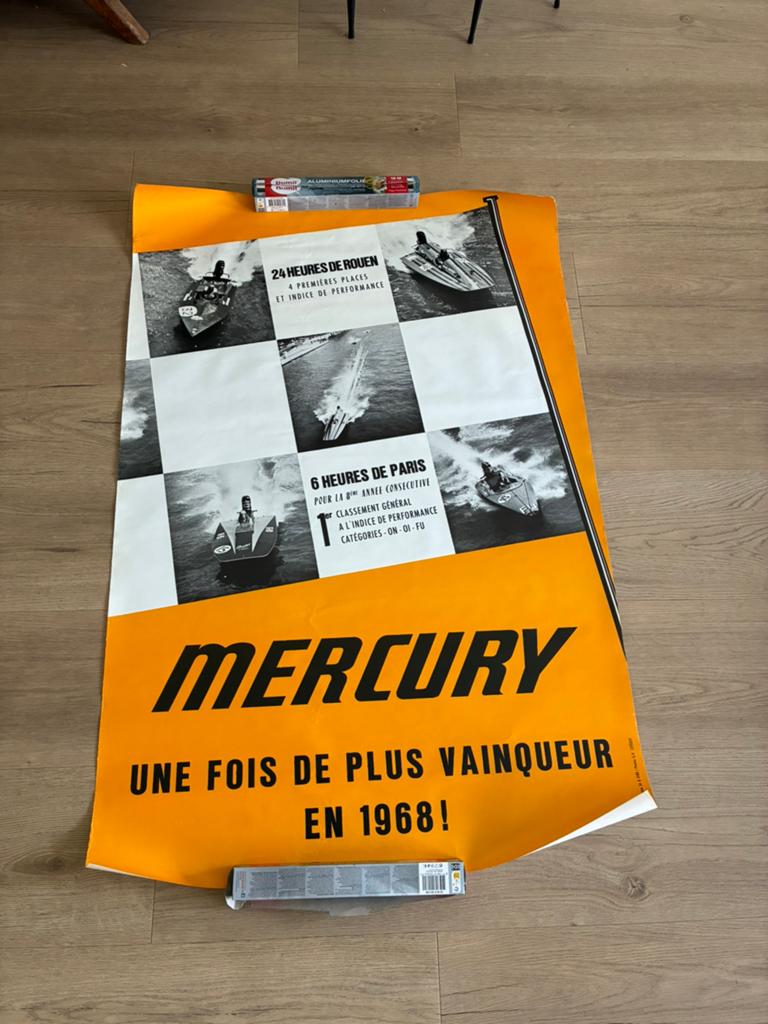 Affiche Mercury motoren bootrace 1968, Verzamelen, Merken en Reclamevoorwerpen, Ophalen of Verzenden, Zo goed als nieuw