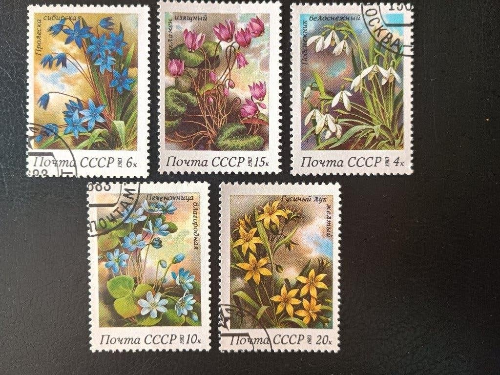 Bloemen Rusland, 1983, Postzegels en Munten, Verzenden, Gestempeld, Dier of Natuur