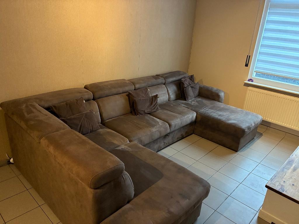 Hoeksalon met zetelbed / slaapbank – 2 jaar oud –  topstaat, Huis en Inrichting, Ophalen, 250 tot 300 cm, Hoekbank, Zo goed als nieuw