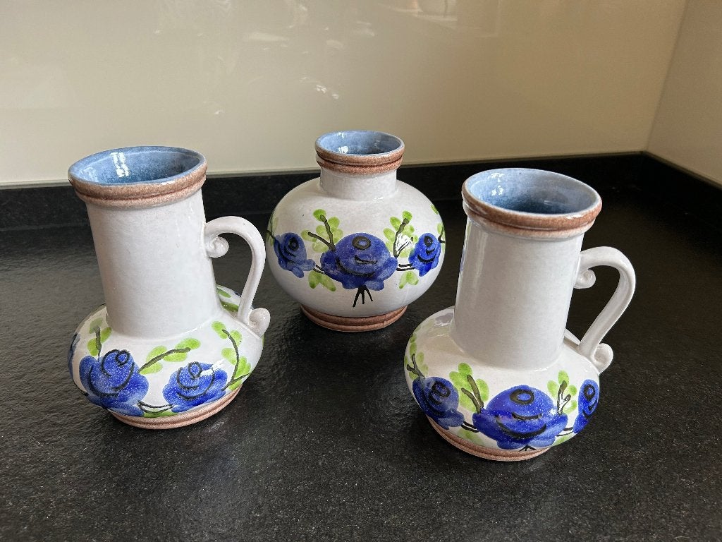 Set van 3 vaasjes keramiek Strehla DDR, Enlèvement