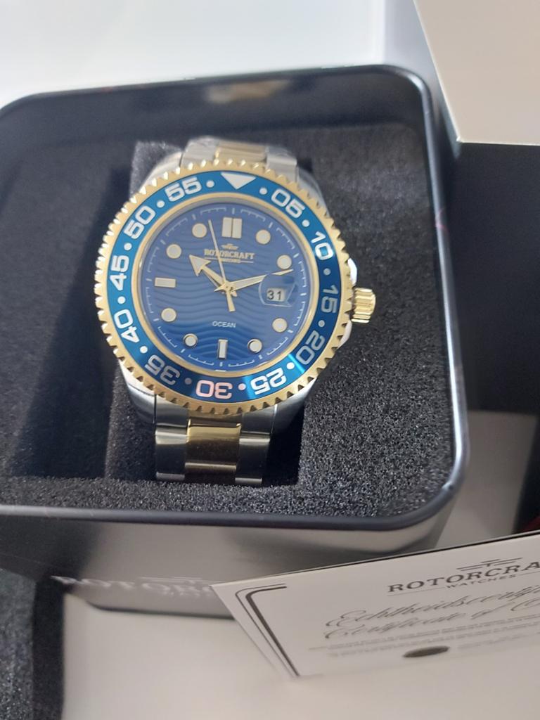 Montre New Rotorcraft Ocean, or, bleu, argent, Enlèvement, Or, Or