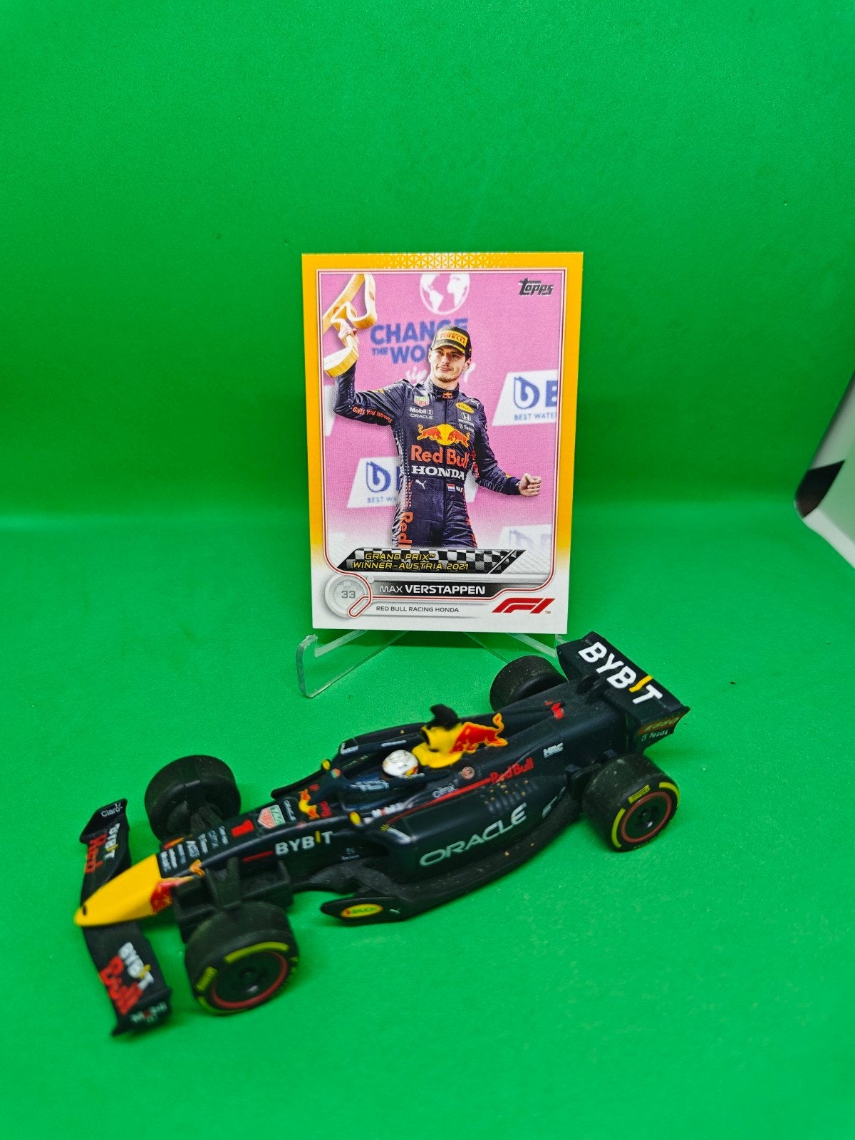 Max Verstappen - kaart + auto burago (RB19), Ophalen of Verzenden, Auto
