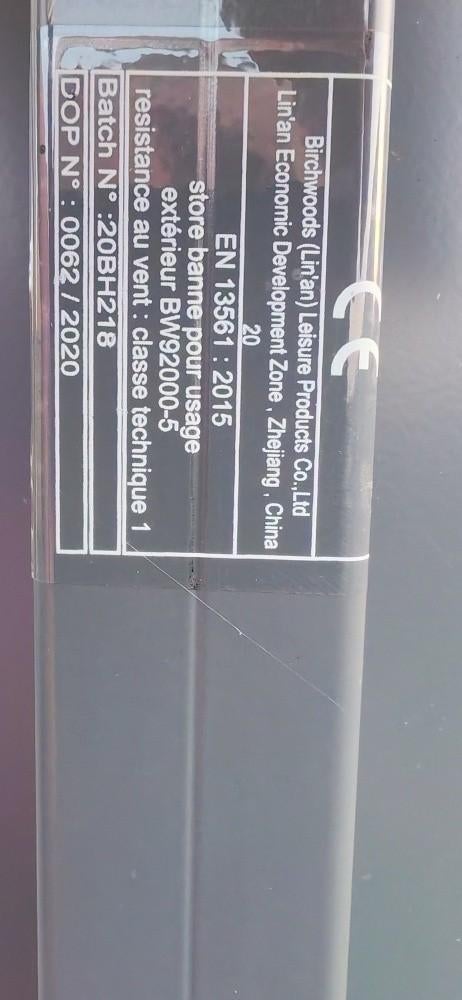 Store banne latéral rétractable - Anthracite, Jardin & Terrasse, Écrans de jardin, Comme neuf, Aluminium, 150 à 200 cm, 200 cm ou plus