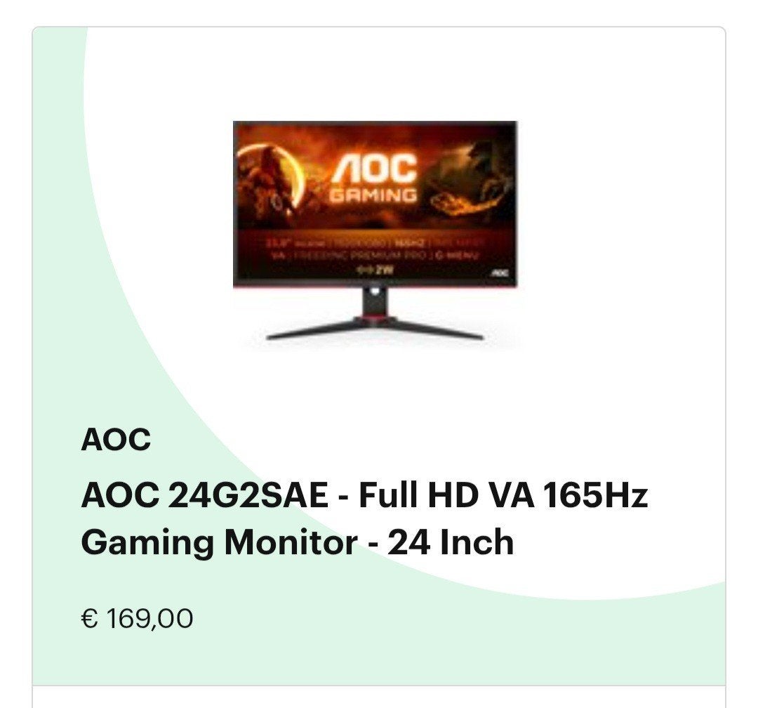 AOC Gaming monitor/scherm. FULL HD VA 165Hz, Computers en Software, Kantelbaar, VA, Zo goed als nieuw, DisplayPort