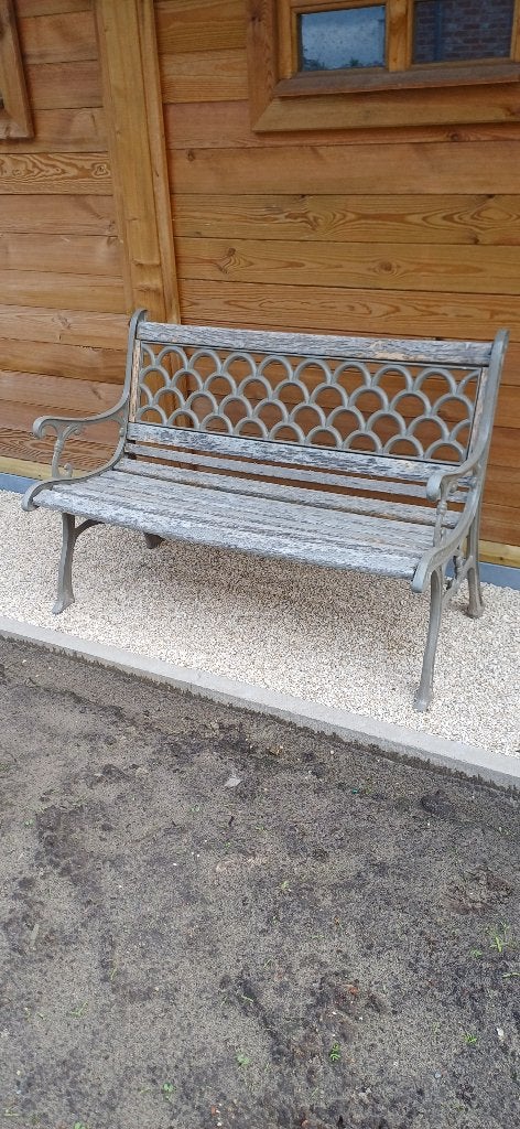 Gietijzeren tuinbank, Tuin en Terras, Ophalen, Gebruikt, Hout