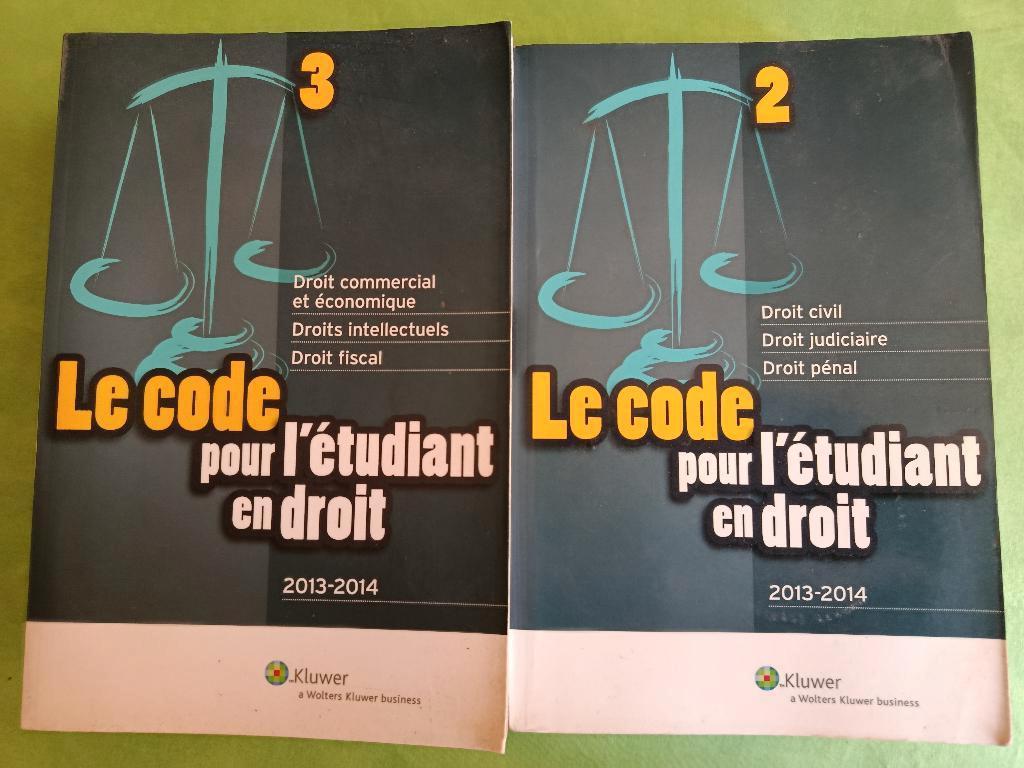 Code pour l'étudiant en droit 2013-2014 - TOMES 2 et 3, Livres, Livres Autre, Comme neuf, Enlèvement ou Envoi