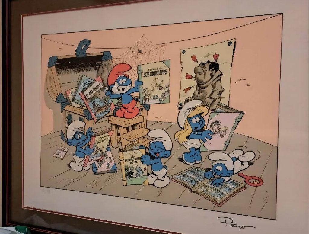 Peyo zeefdruk, Verzamelen, Ophalen, Nieuw, Verschillende Smurfen, Stripboek