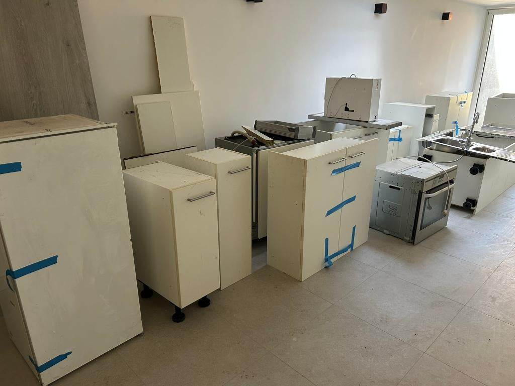 Complete keuken, Enlèvement, Utilisé, Blanc, Cuisine à paroi simple