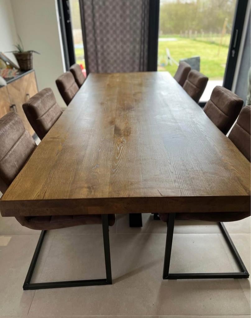 Prachtige boomstamtafel + 10 designstoelen te koop 

We, Huis en Inrichting, Tafels | Eettafels, Ophalen, Metaal