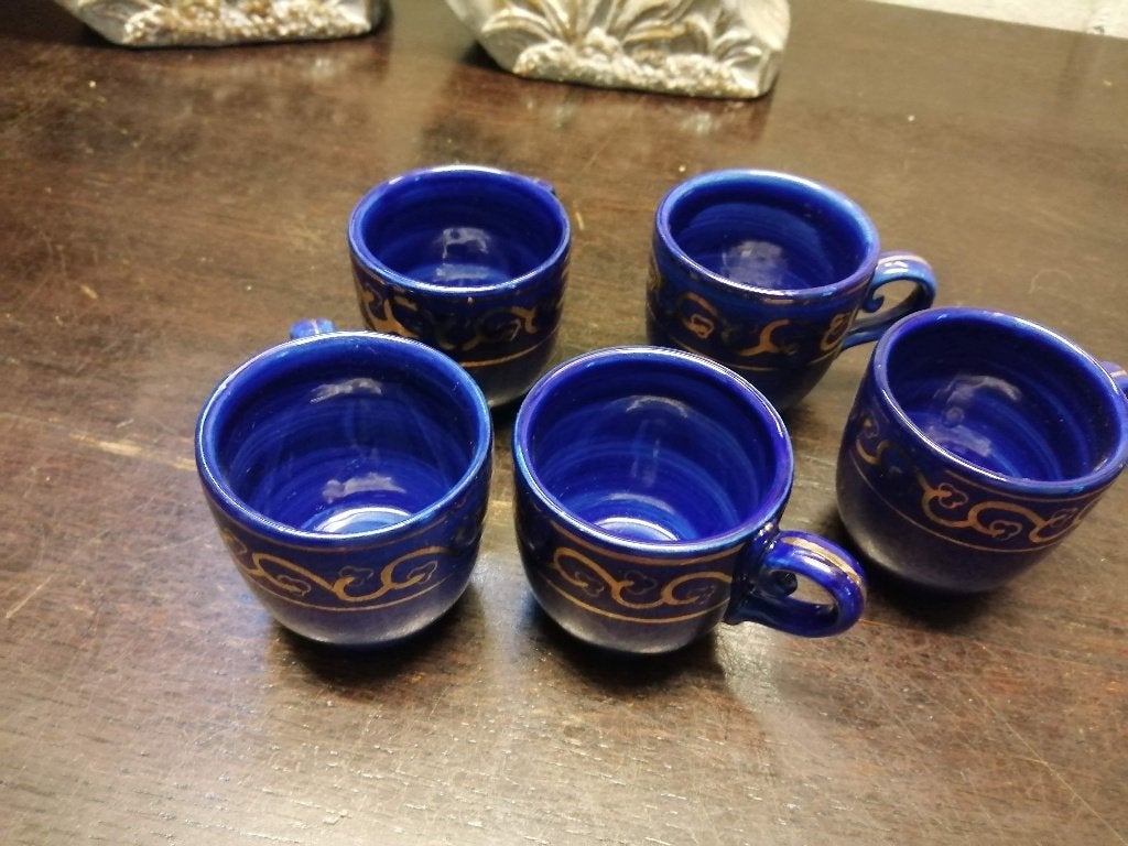 blauwe mokkatasjes, Maison & Meubles, Cuisine | Vaisselle, Vintage, Comme neuf, Enlèvement, Porcelaine