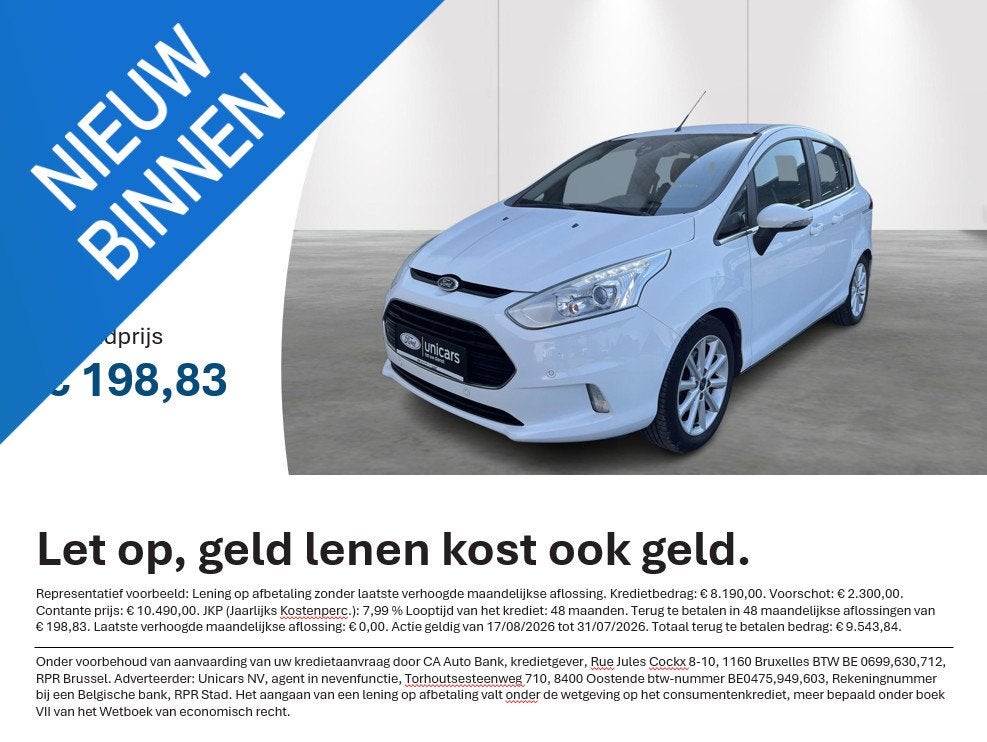 Ford B-MAX 1.0i EcoBoost 74kW S/S Titanium, Achat, Entreprise, https://public.car-pass.be/vhr/a1428667-6205-4460-884d-a1d5b341f5e7