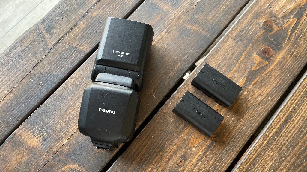 Canon speedlite EL-5 + 2 batt., Ophalen of Verzenden, Canon, Externe flitser, Canon