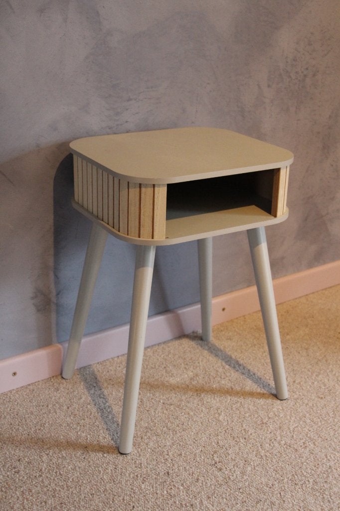 Table de chevet / d'appoint beige et bois - style scandinave, Moins de 55 cm, Comme neuf, Moins de 45 cm, Enlèvement