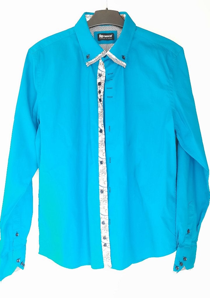 Hemd maat L, Kleding | Heren, Overhemden, Ophalen of Verzenden, Zo goed als nieuw, Blauw, Halswijdte 41/42 (L)