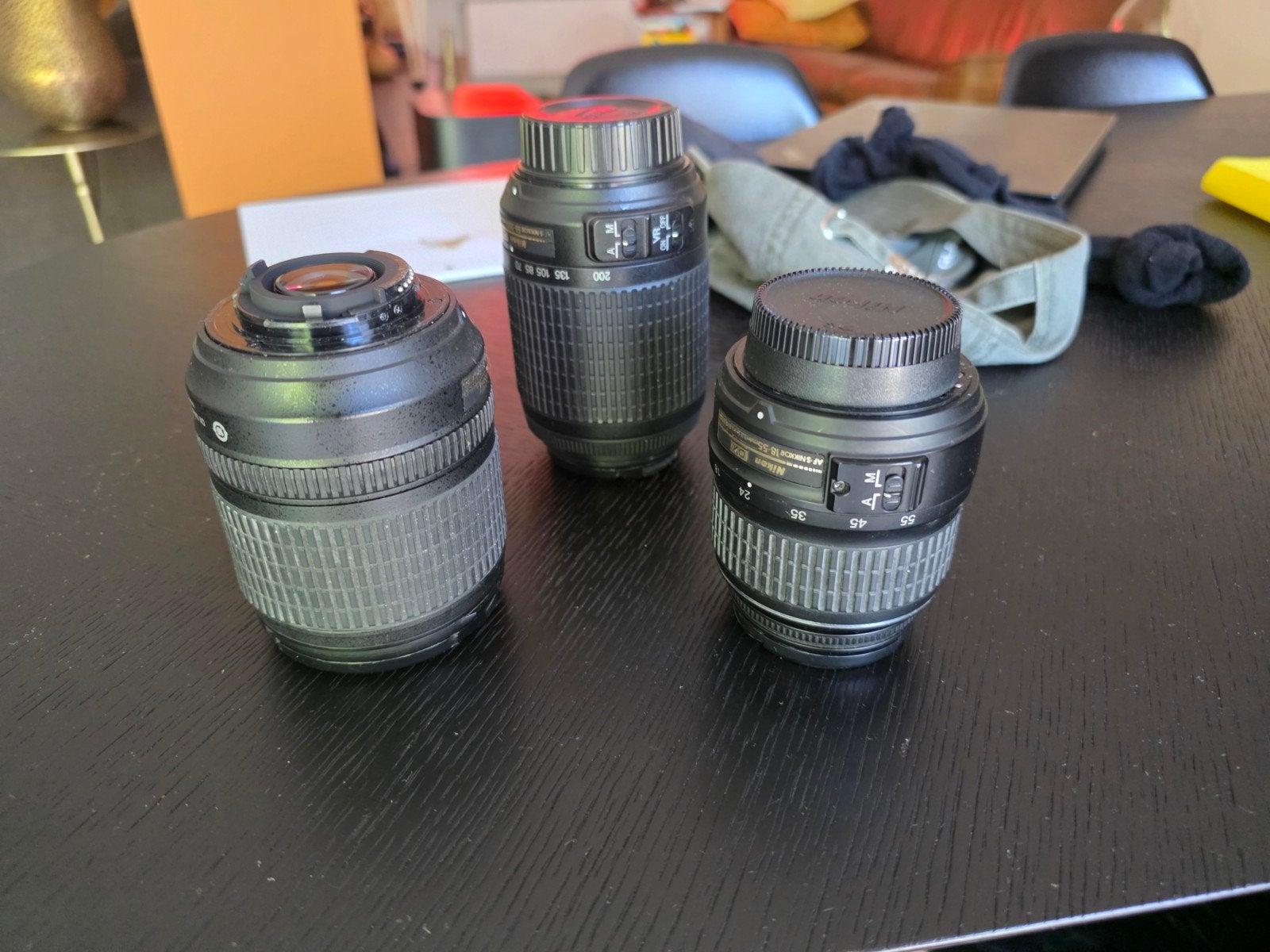Set van 3 diverse Nikon lenzen + hoes, Ophalen