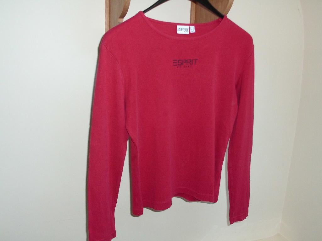 Esprit rood T-shirt maat L met lange mouwen, Kleding | Dames, T-shirts, Maat 42/44 (L), Ophalen of Verzenden, Zo goed als nieuw