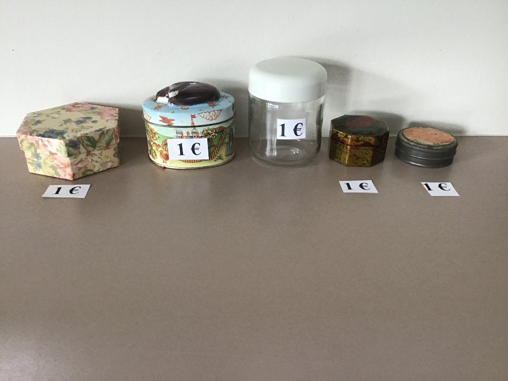 5 speciale opberg items aan 1 € en andere, Antiek en Kunst, Curiosa en Brocante, Ophalen of Verzenden