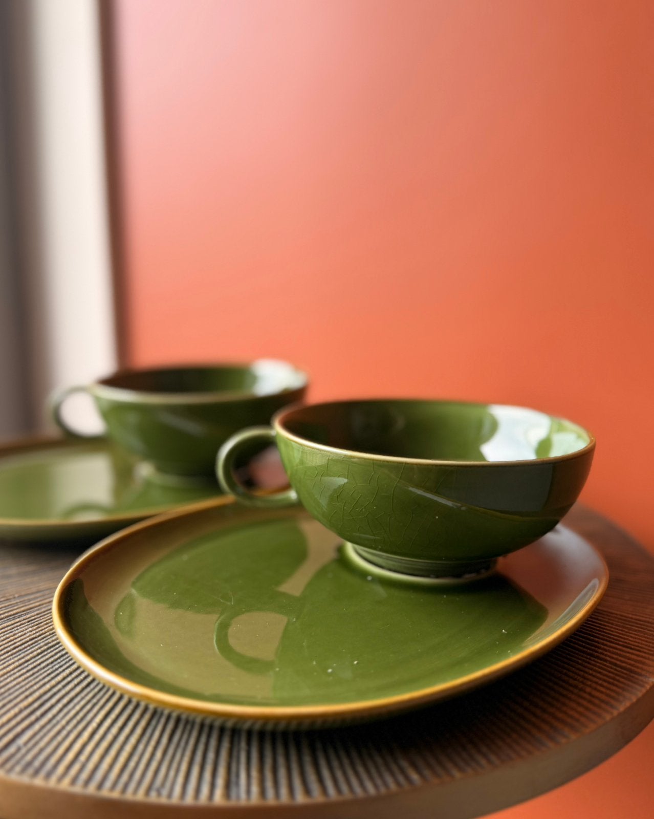 Vintage donkergroene kop & sandwichbord, Ophalen