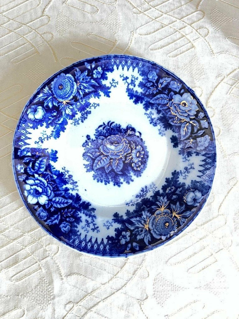 19 eeuws bord Boch blue jardinière, Antiek en Kunst, Ophalen of Verzenden