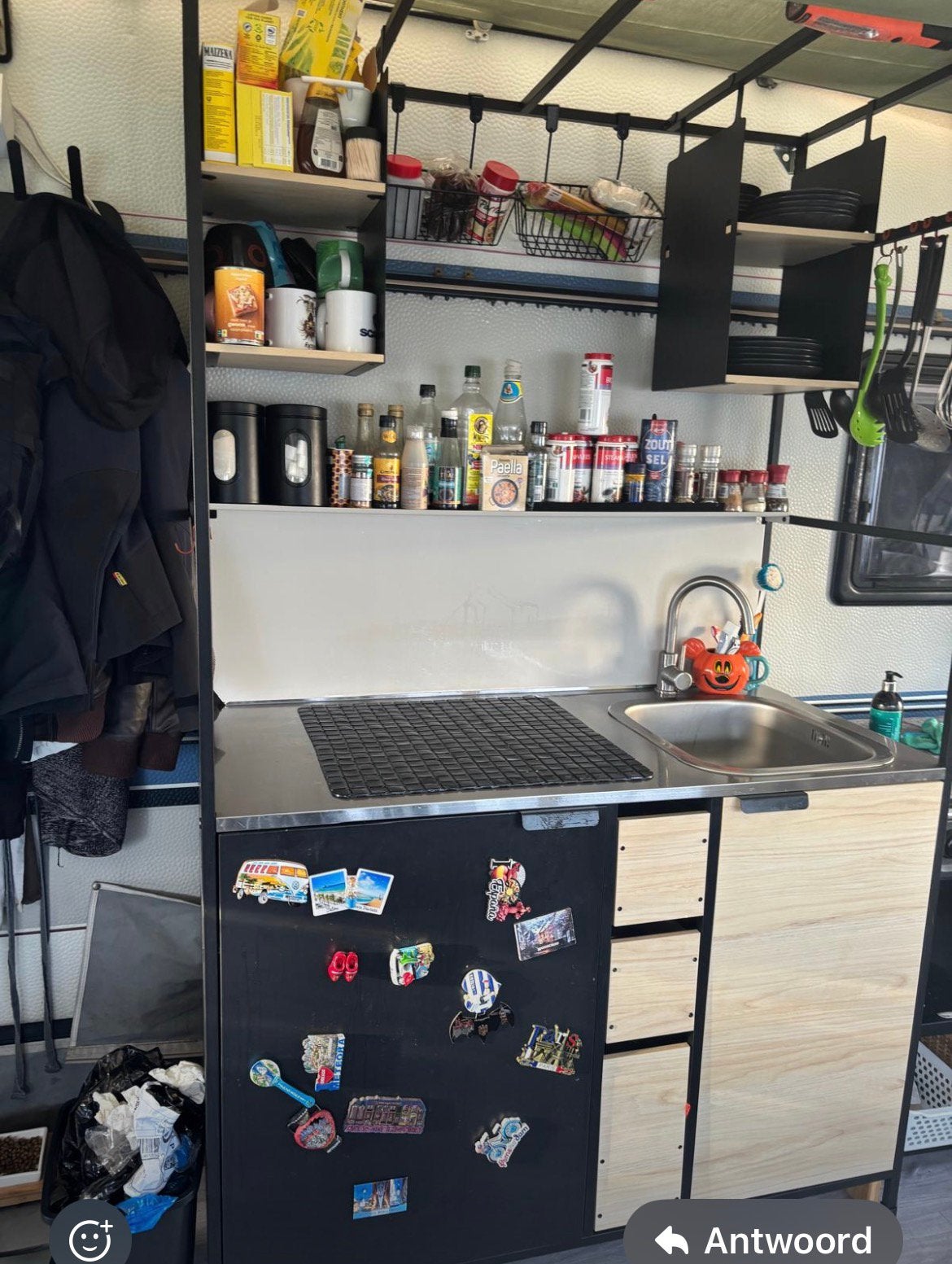 Keuken Ikea ÄSPINGE Kitchenette, zwart/essen, 120x60x202 cm, Enlèvement, Comme neuf, Noir