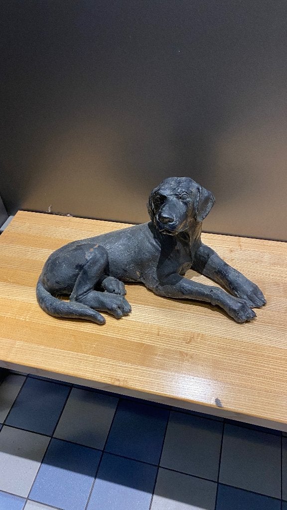 Vintage gietijzeren hond beeld - Labrador, Ophalen of Verzenden, Gebruikt, Dier