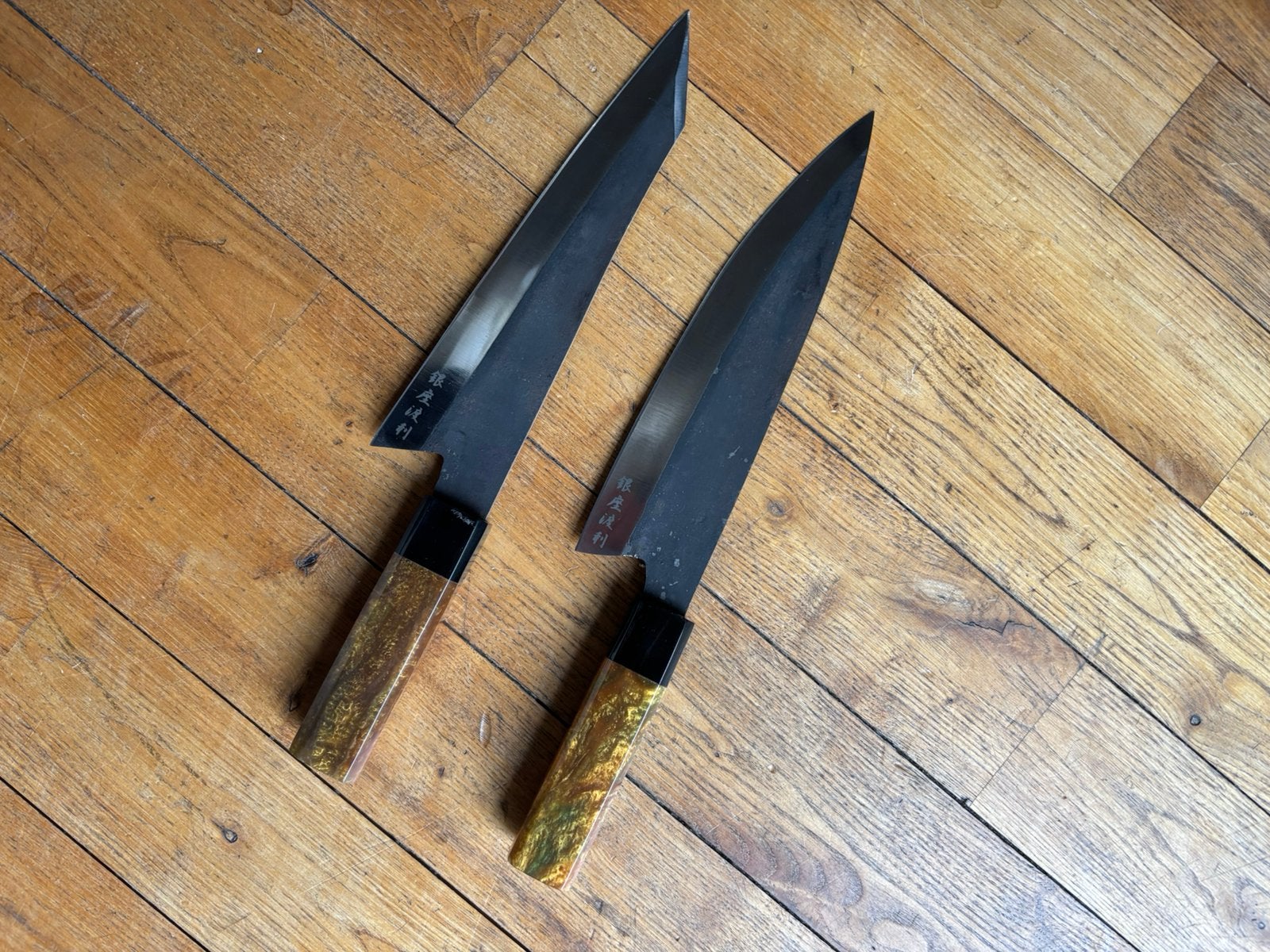 Lot van twee vintage Japanse keukenmessen Uniek design, Ophalen of Verzenden