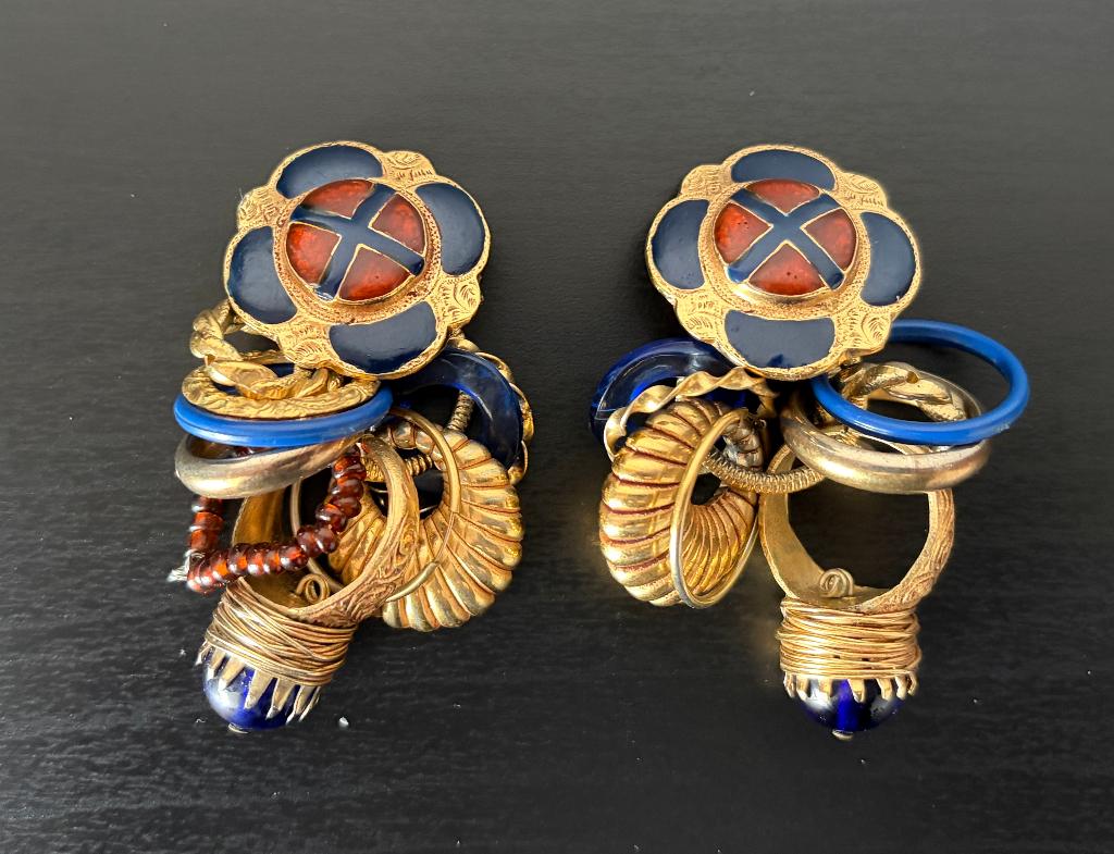Rare Boucles d'Oreilles Vintage GAS St Tropez - 1980, Enlèvement ou Envoi, Autres matériaux, Boucles d'oreilles