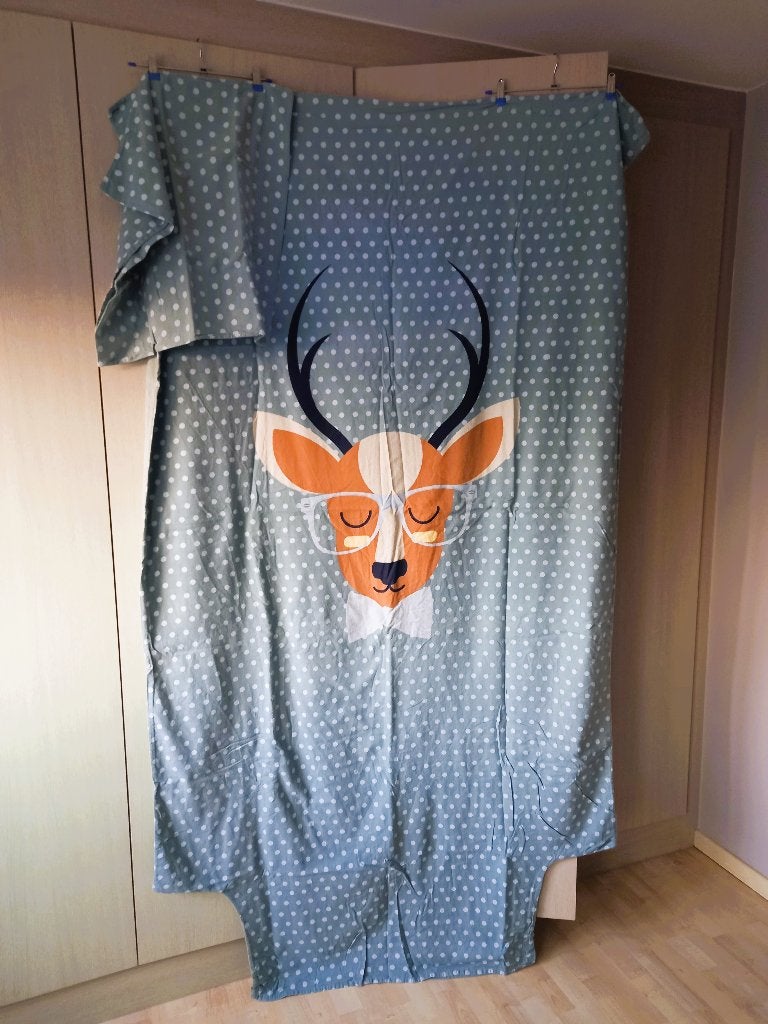 Dekbedovertrek hert, Gebruikt, Eenpersoons, Blauw, Dekbedovertrek