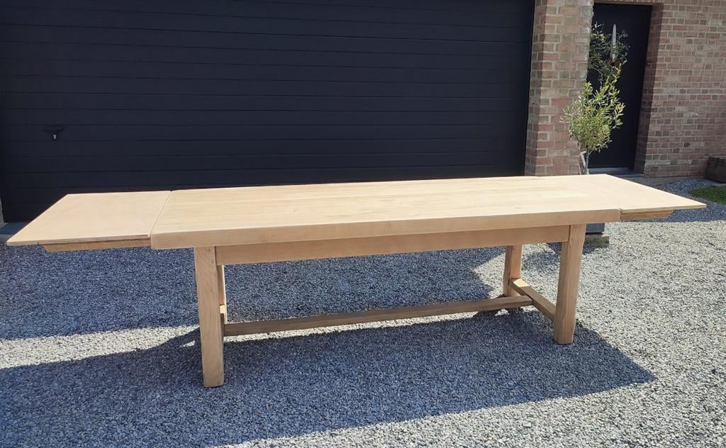 Table de ferme 3m20 chêne massif avec rallonges, Enlèvement, Chêne
