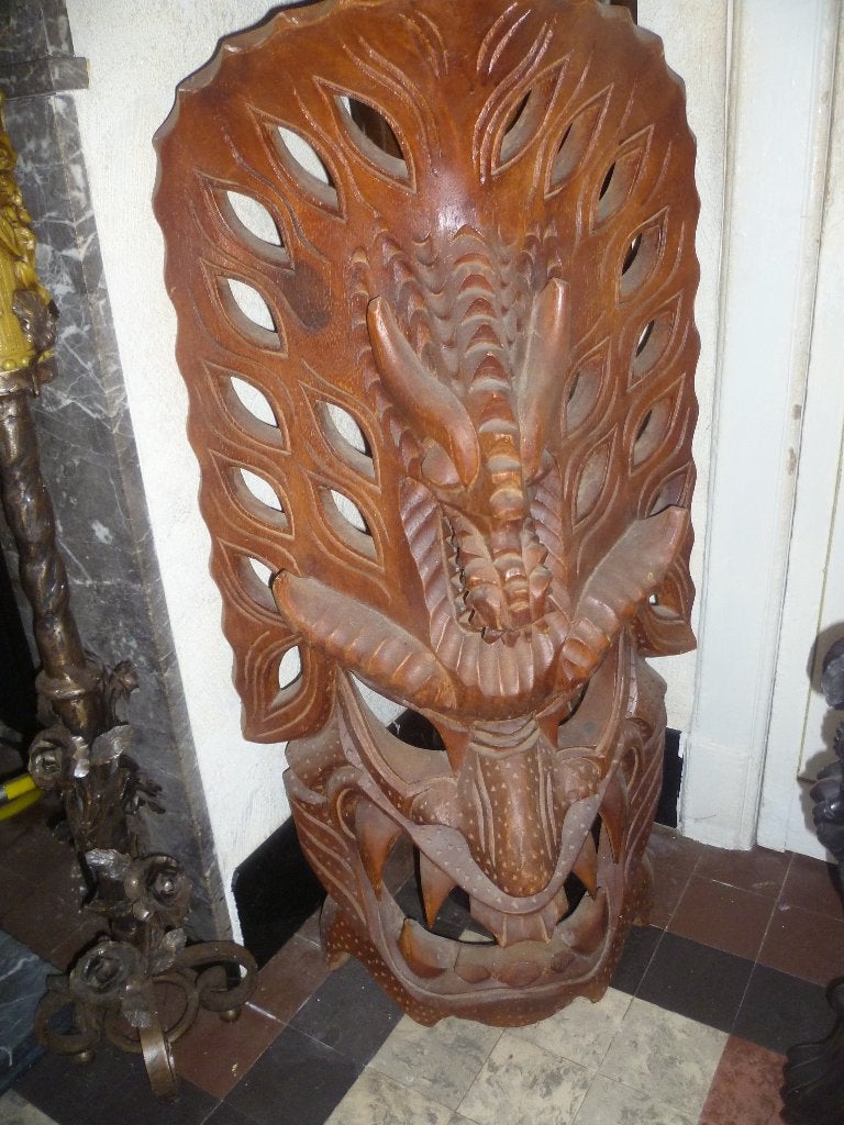 ZEER GROOT  GESCHULPTEERD HOUTEN MASKER, Ophalen