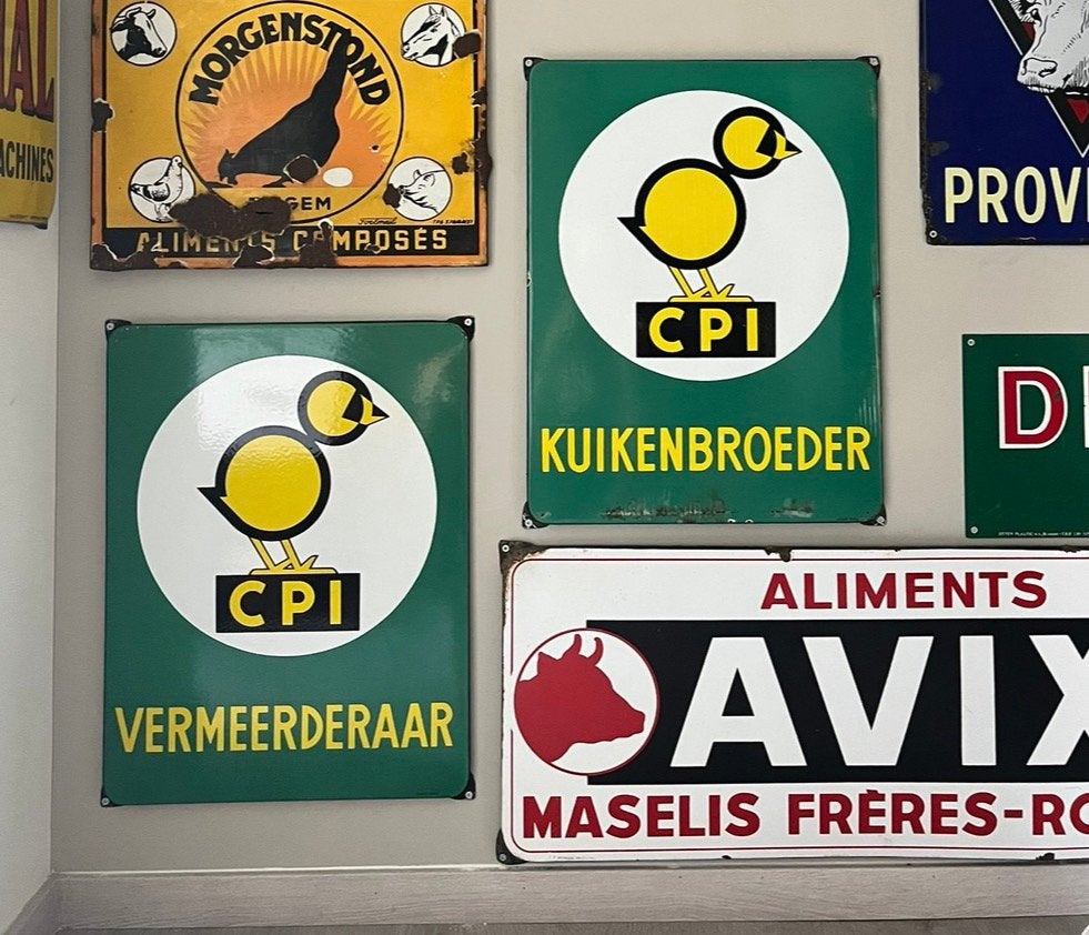 Prachtige set emaille borden, Ophalen of Verzenden, Zo goed als nieuw, Reclamebord