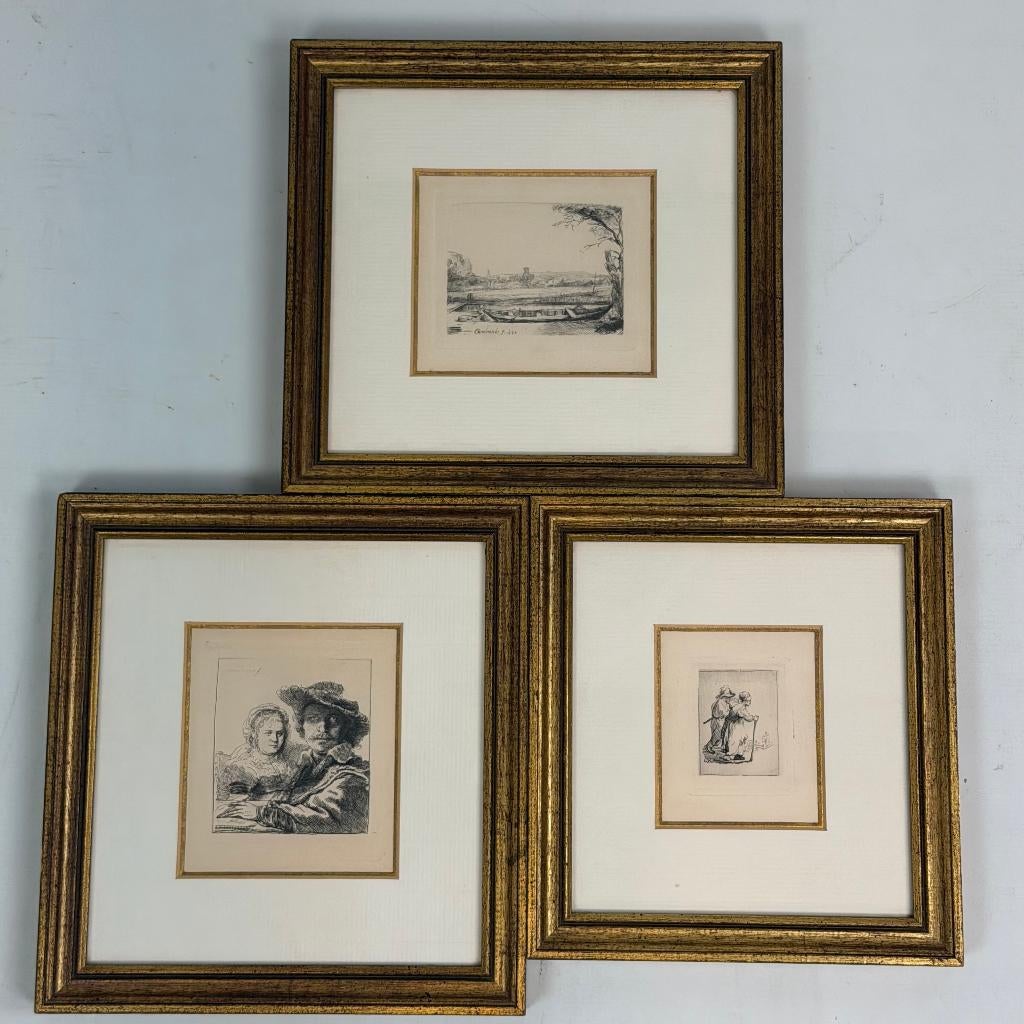 3 etsen van Rembrandt van Rijn, Antiek en Kunst, Ophalen of Verzenden