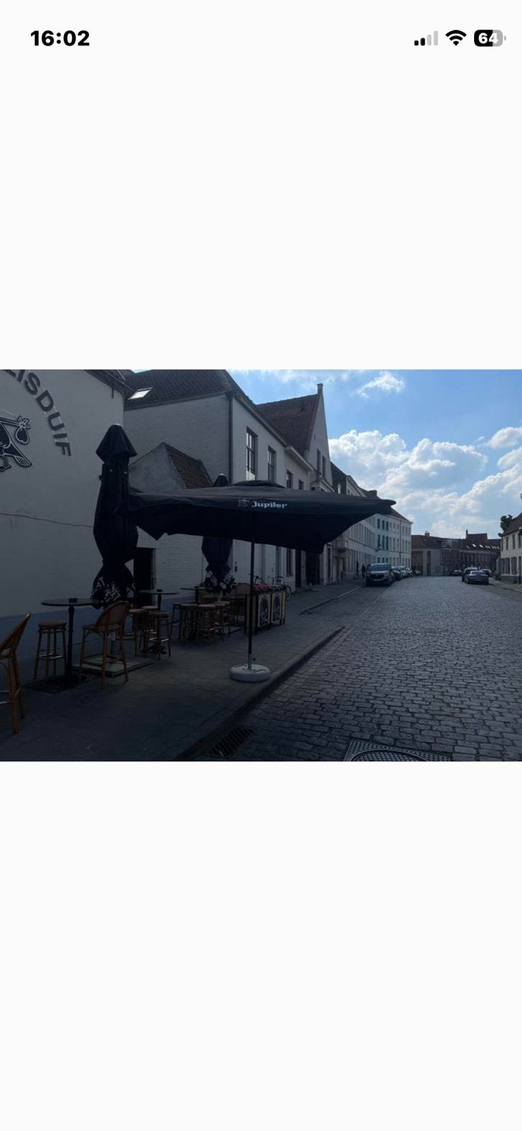 Parasol 3 op 3 + zware voet, Ophalen