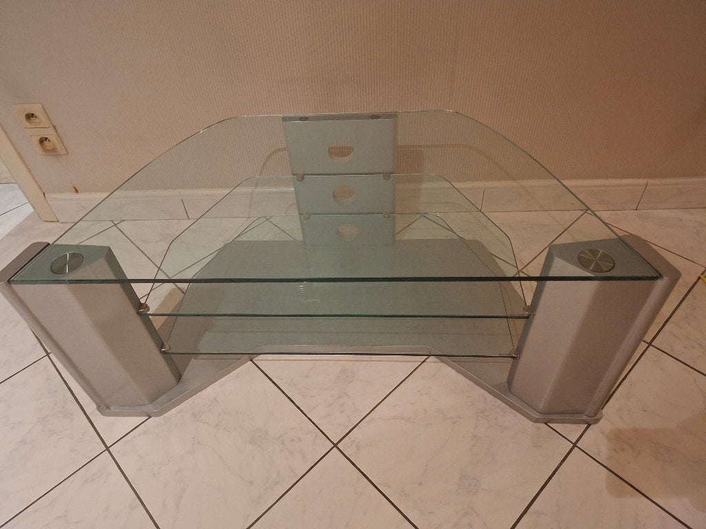 Meuble télé en verre << LIRE DESCRIPTION ! >>, Maison & Meubles, Enlèvement, Comme neuf, Verre