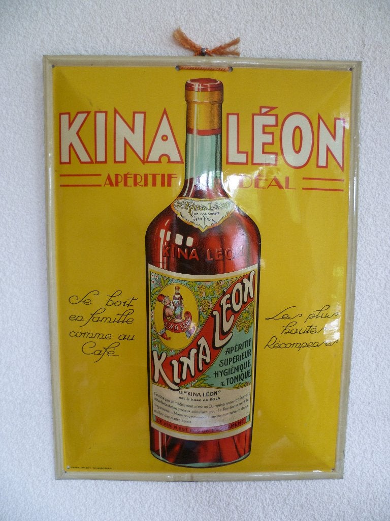 PANNEAU  EN ÉTAIN«APÉRITIF KINALEON IDÉAL»ANNÉES 50/60, Enlèvement ou Envoi, Comme neuf, Panneau publicitaire