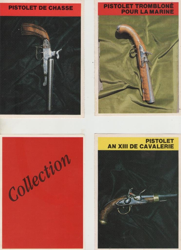 12 fiches  de pistolets de collection toute différentes, Collections, Enlèvement ou Envoi