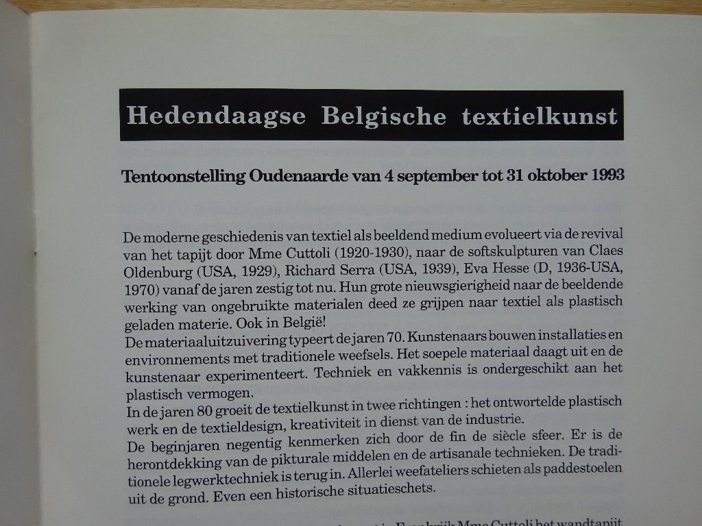 Hedendaagse Belgische Tapijtkunst, 1993, Enlèvement ou Envoi, Comme neuf, Peinture et dessin