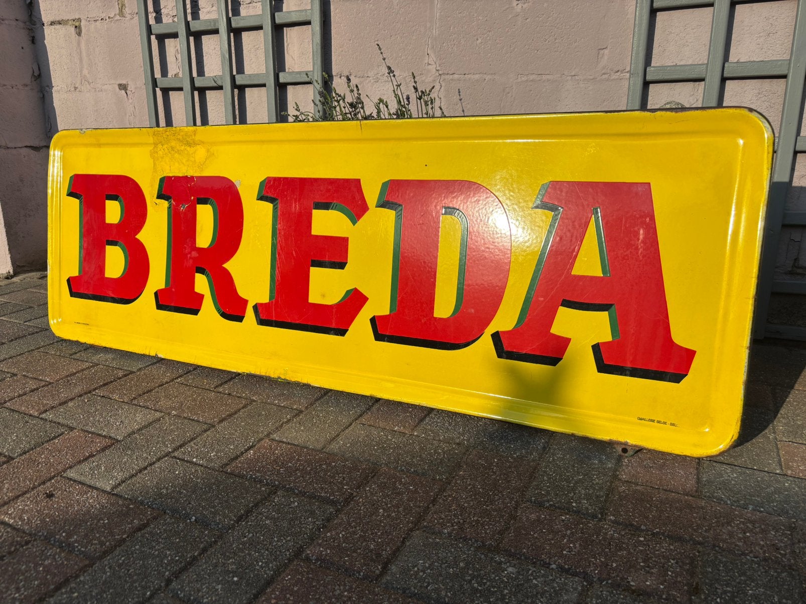 Breda Leuven Emaille reclamebord, Ophalen of Verzenden, Reclamebord