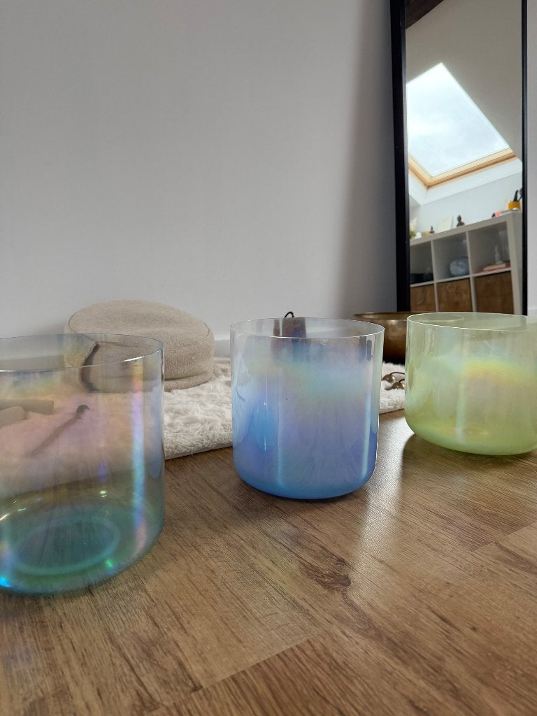 Bols chantants en cristal Glow Crystal Bowls, Musique & Instruments, Enlèvement, Comme neuf