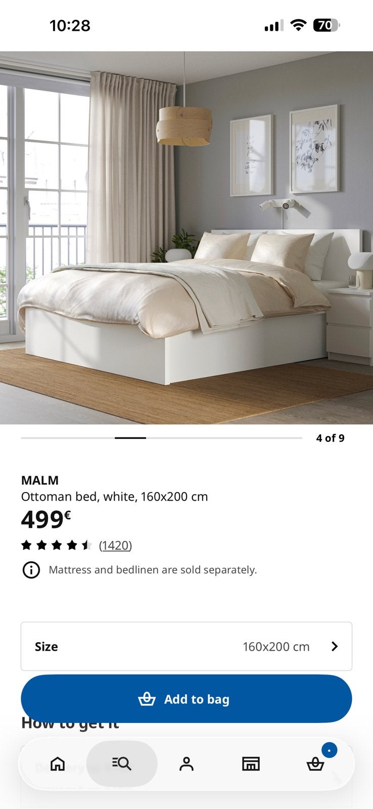 Ikea malm bed 160/200 met opbergruimte, Enlèvement
